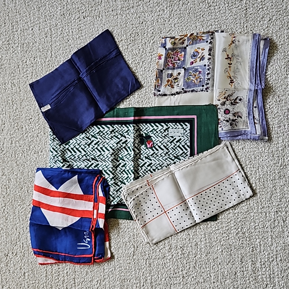 Five beautiful vintage scarves, incl. VERA
